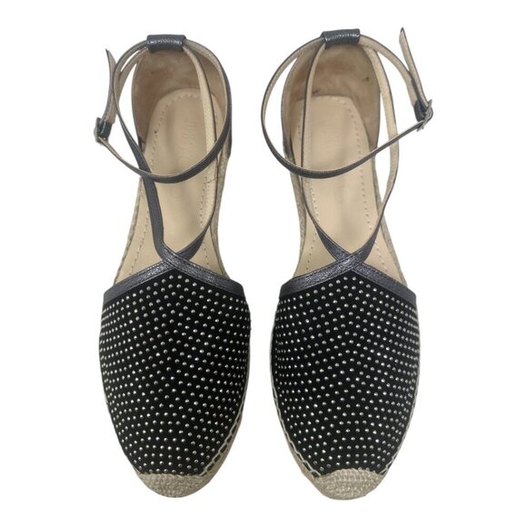 Jimmy Choo Donna Black Suede Silver Studded Espadrilles Flat Sandals 12 Boho - Picture 5 of 14